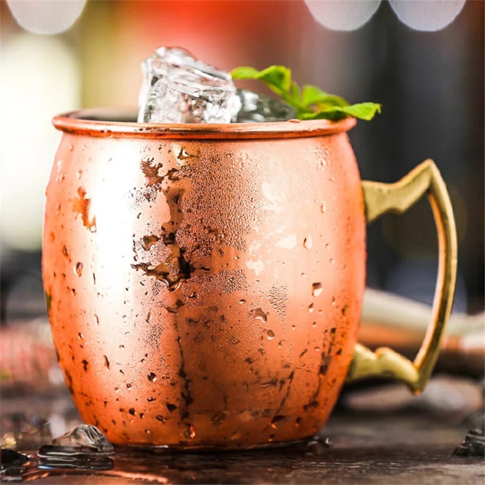 Copper Moscow Mule Mug with Brass Handle - Premium Drinkware